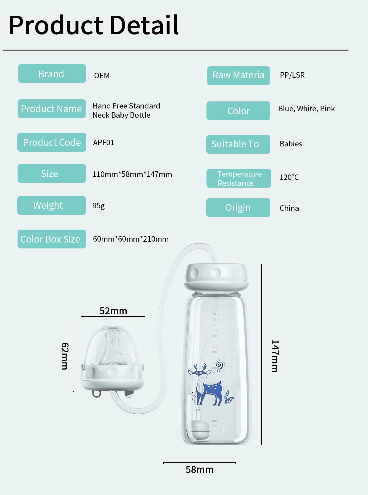 3 Month+ Hands Free Baby Feeding Bottle