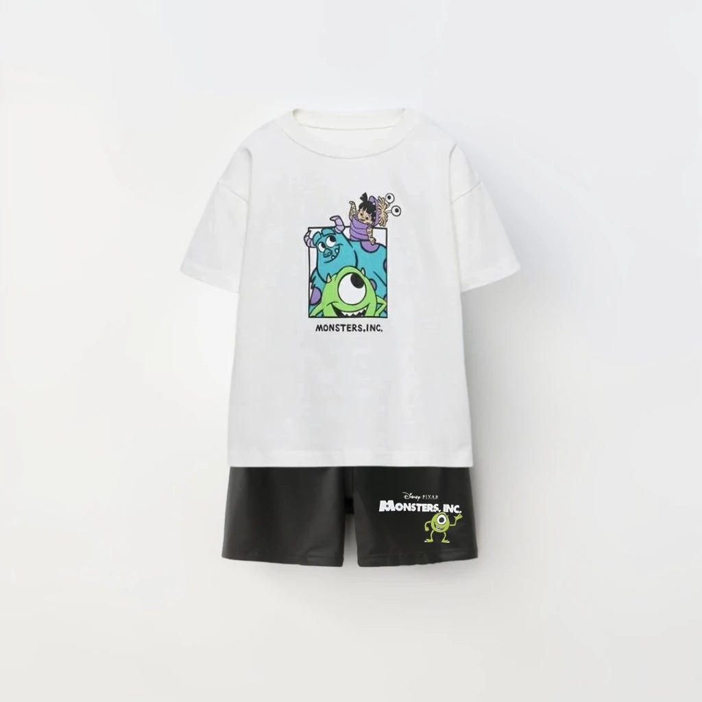 Children's Summer Stitch Printed T-shirt+shorts