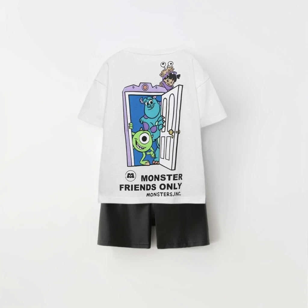 Children's Summer Stitch Printed T-shirt+shorts