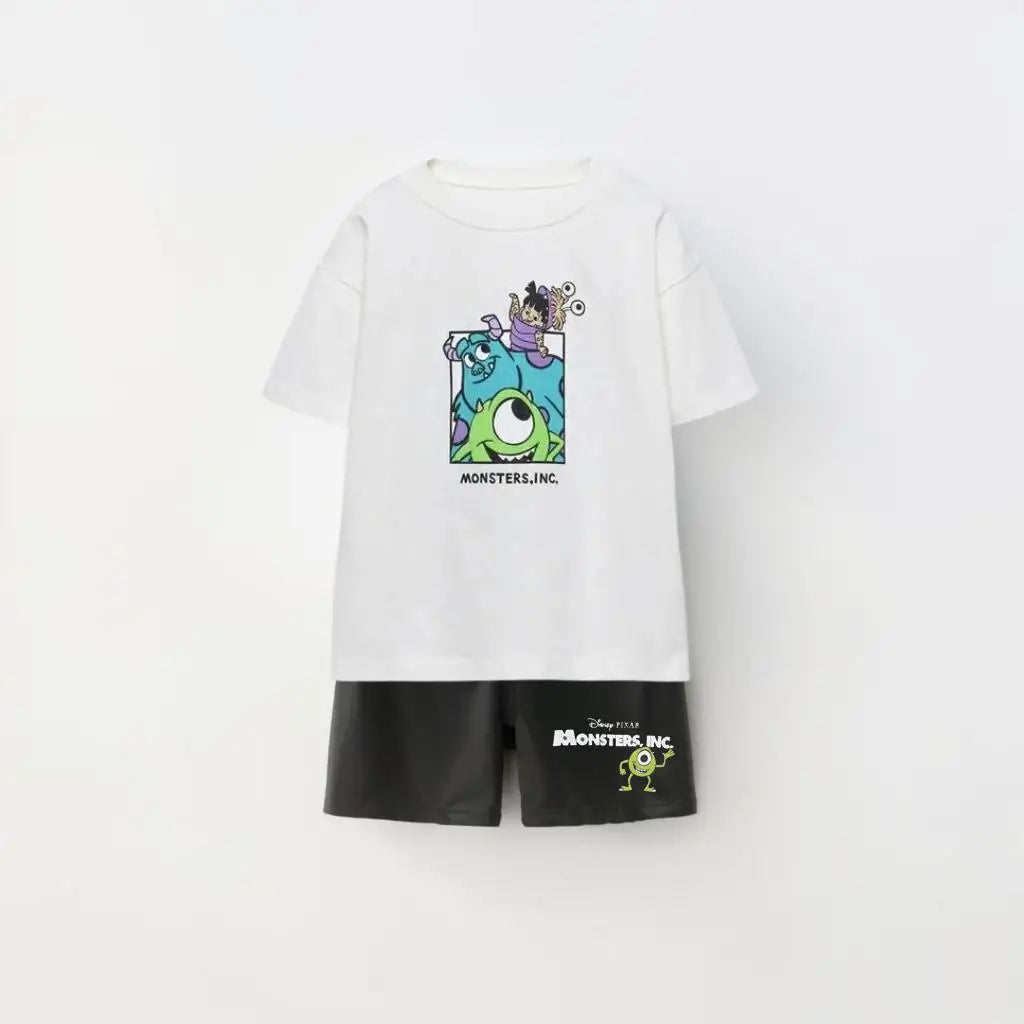 Children's Summer Stitch Printed T-shirt+shorts