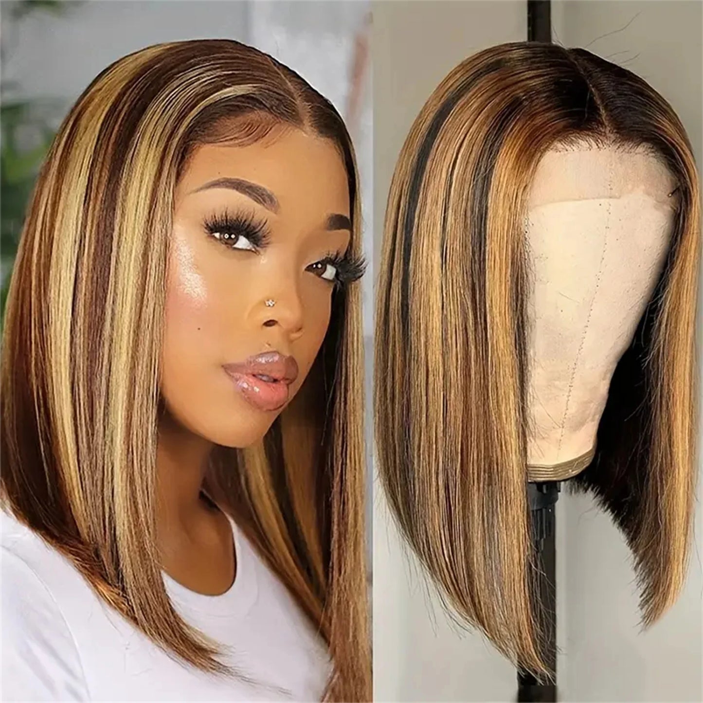 Transparent Lace Ombre Honey Blonde Wigs
