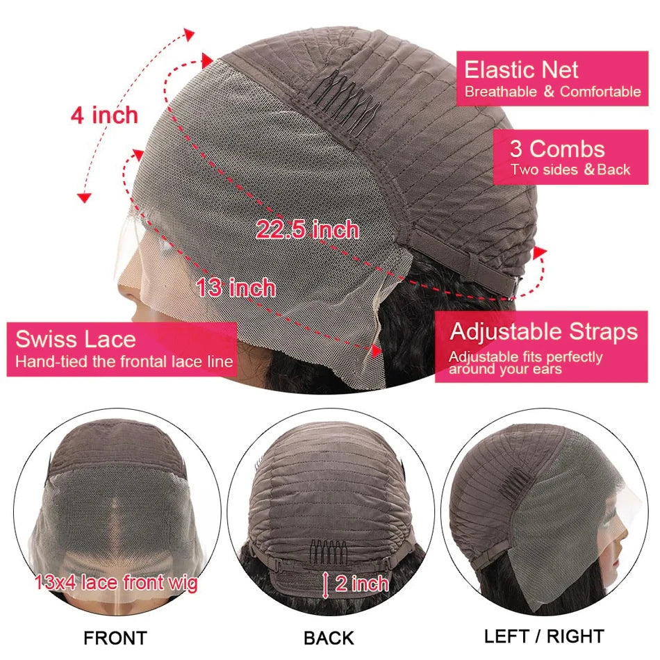 Kinky Straight Human Hair Wigs 360 HD Frontal Lace Wig and  5x5 Glueless Lace Closure