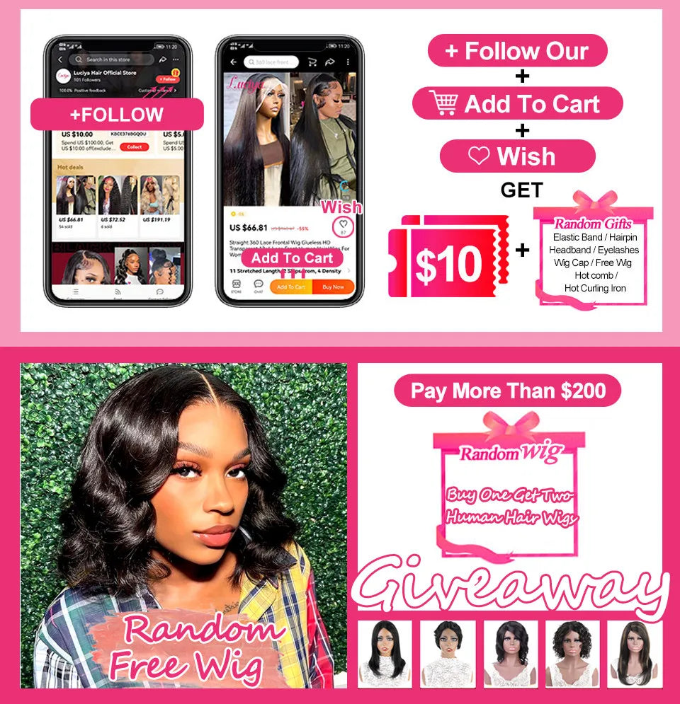 Kinky Straight Human Hair Wigs 360 HD Frontal Lace Wig and  5x5 Glueless Lace Closure