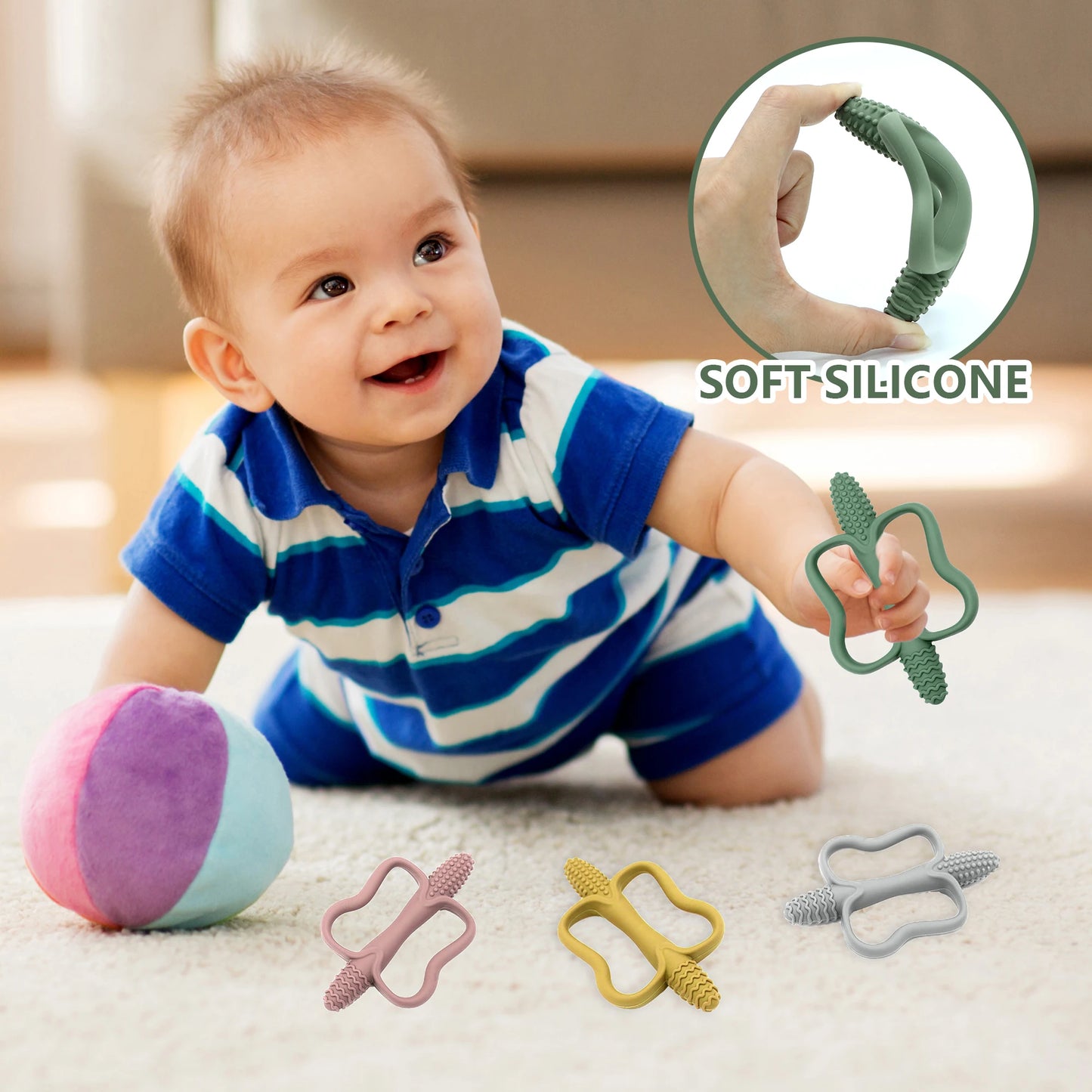 Integrated Silicone Teething Stick with Handle