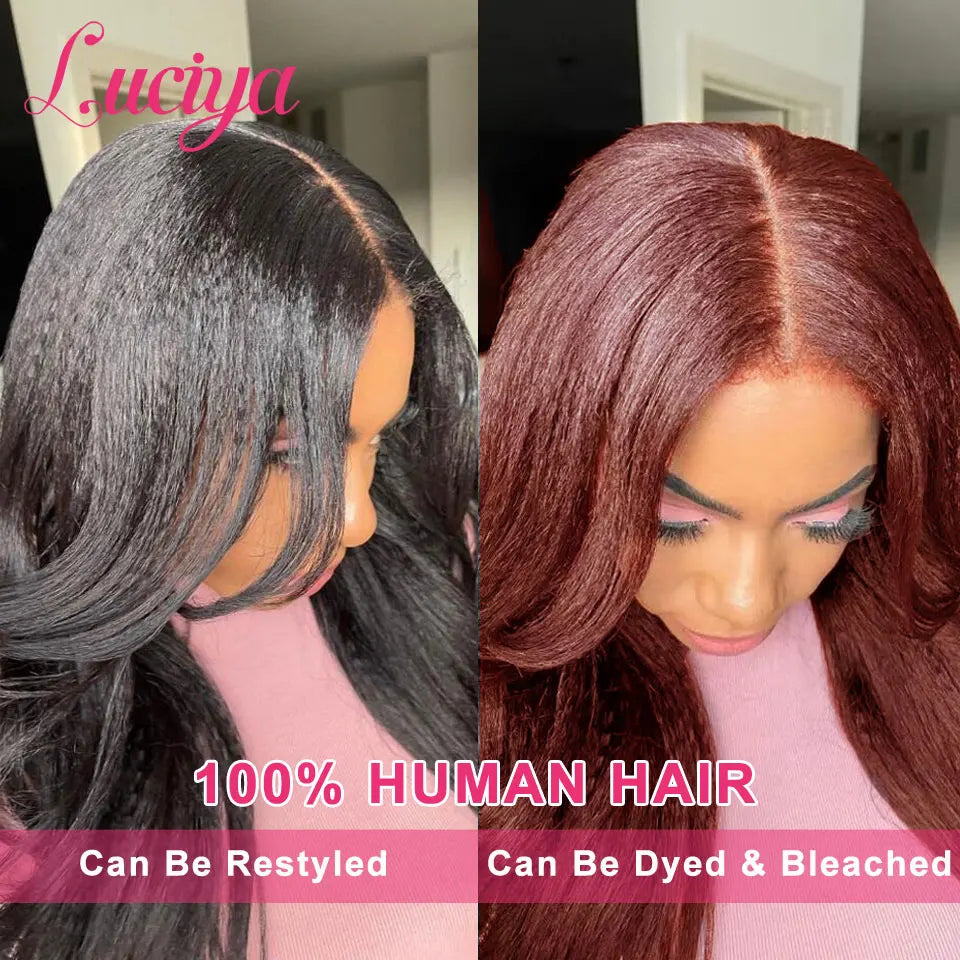 Kinky Straight Human Hair Wigs 360 HD Frontal Lace Wig and  5x5 Glueless Lace Closure