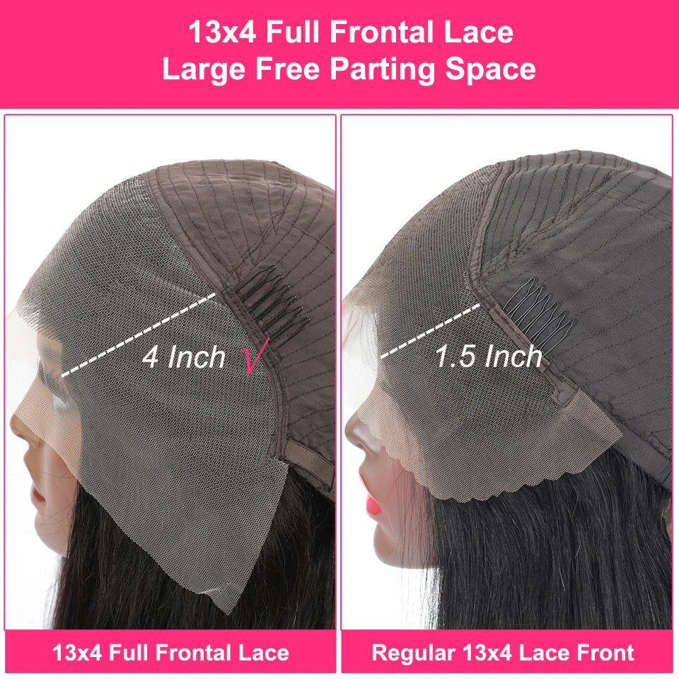 Kinky Straight Human Hair Wigs 360 HD Frontal Lace Wig and  5x5 Glueless Lace Closure